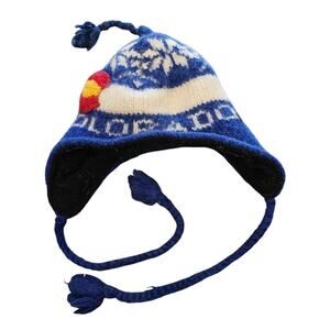 Colorado Flag Crochet Beanie 100% Wool Outer, Rising International Size S